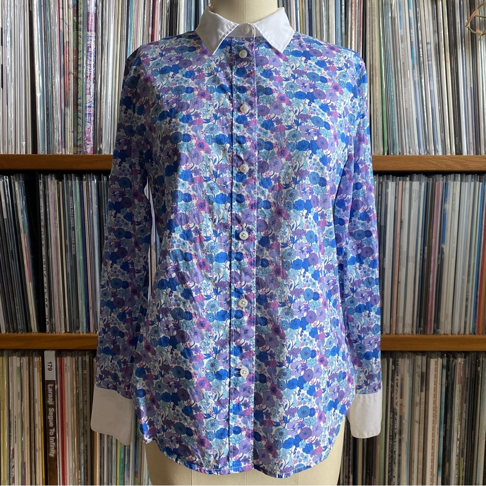 NWOT JCREW Blue and Purple Liberty Floral Shirt Size 2